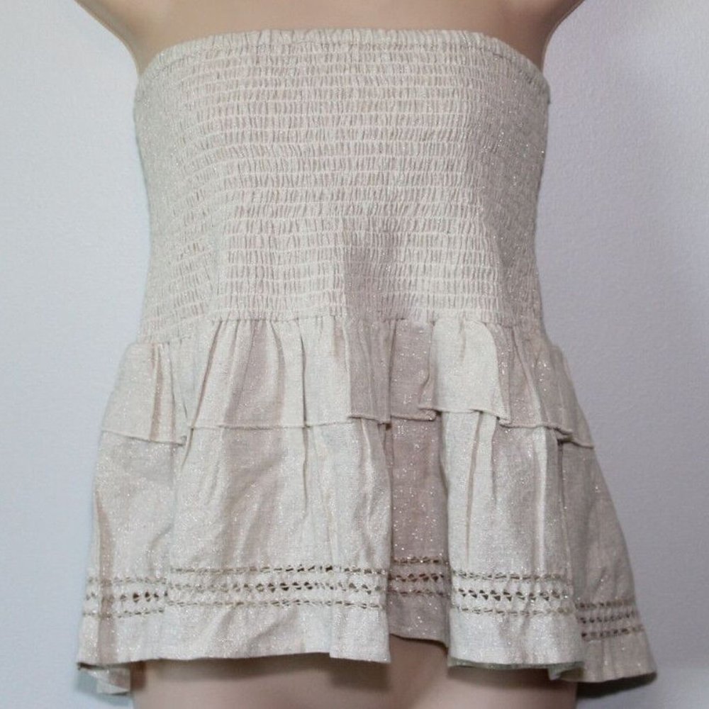 Spell & The Gypsy Collective Lola Ruched Mini Skirt Biscuit Beige Medium H13378 - Picture 2 of 12